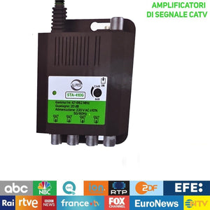 AMPLIFICATORE SDOPPIATORE SEGNALE TV VIDEO SEGNALE ANTENNA IN-OUT CATV 4 USCITE