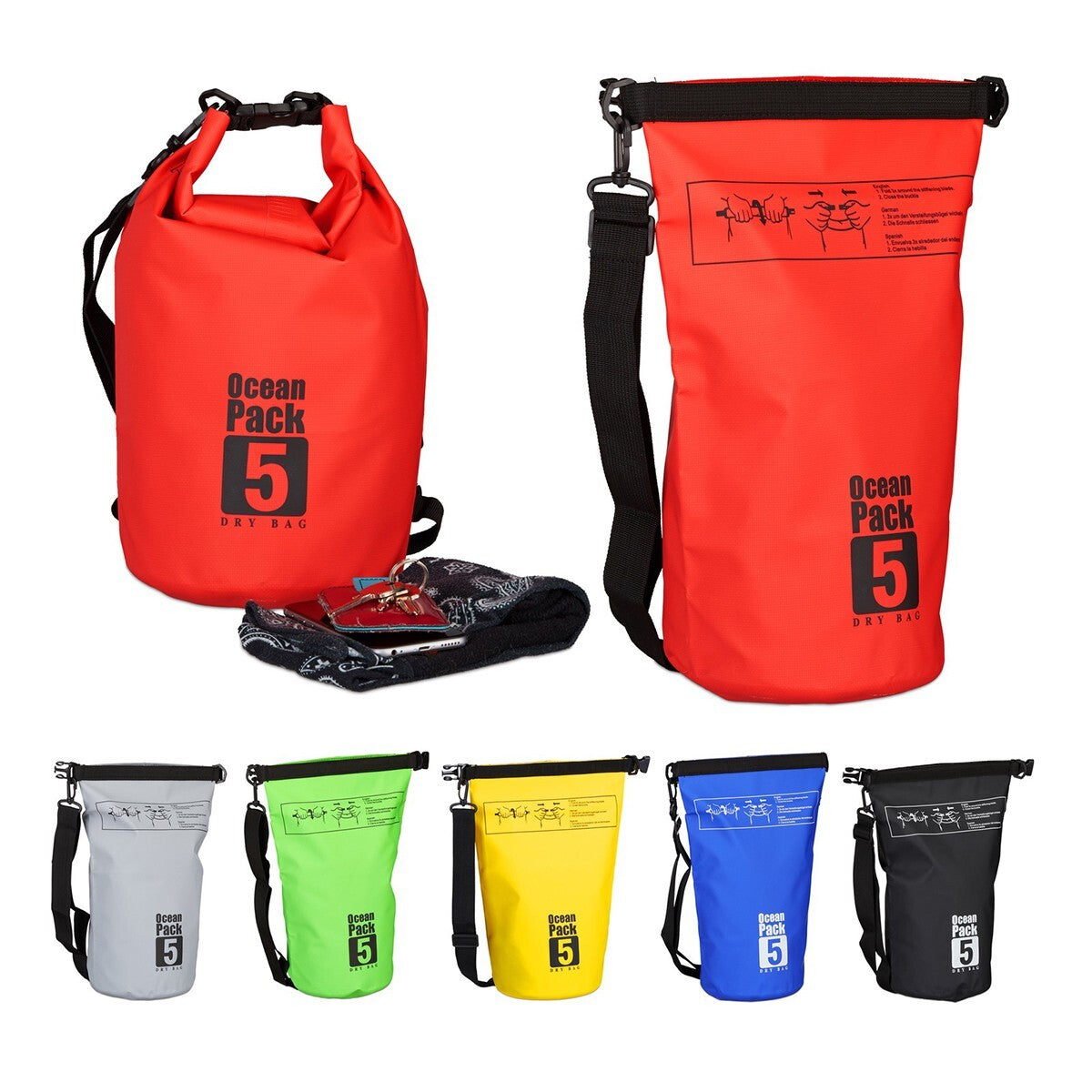 OCEAN PACK BORSA IMPERMEABILE 5LT OUTDOOR MARE SPIAGGIA SPORT SACCA TRACOLLA