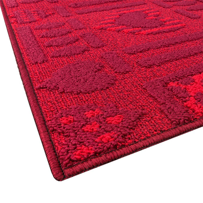 Tappeto Cucina Antiscivolo Cuori Lavabile Moderno Assorbente Bordeaux 57x170 cm