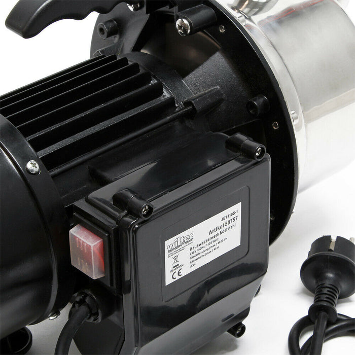 Pompa acqua elettrica portatile per uso domestico da giardino in acciaio pregiato 1100 watt 4600 litri all'ora 16_0002463