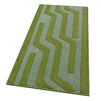 Tappeto Cucina A Righe 50x100 Cm 3D Morbido Bordato Passatoia Ingresso Assorbente Antiscivolo Verde