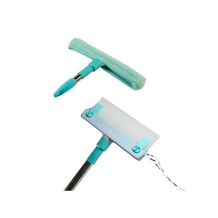 LAVAVETRI MICROFIBRA ASTA SILICONE PULIZIA FINESTRE VETRI SUPERFICI LISCE CASA