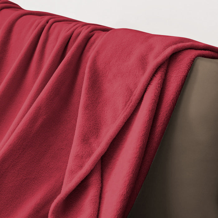 Coperta Plaid 160x210 cm Morbida Vellutata Pile Caldo Soffice Avvolgente Divano Letto Poltrona Bordeaux