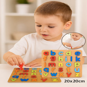 GIOCO EDUCATIVO IN LEGNO TAVOLA PUZZLE ALFABETO COLORATO BAMBINI 20X20CM 31571