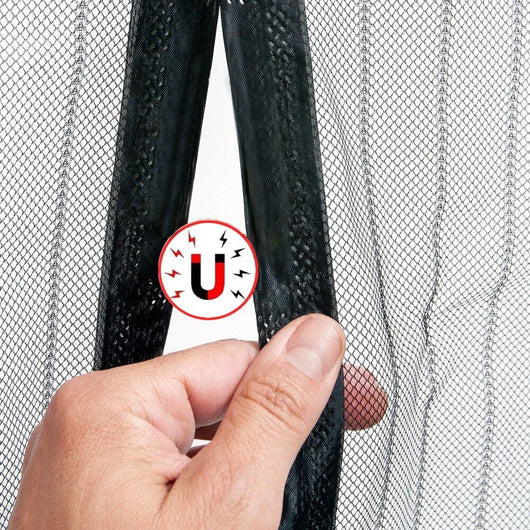 Tenda Zanzariera Magnetica Calamitata 120x240 Cm Nera Universale Porta Finestra Anti Insetti Mosche