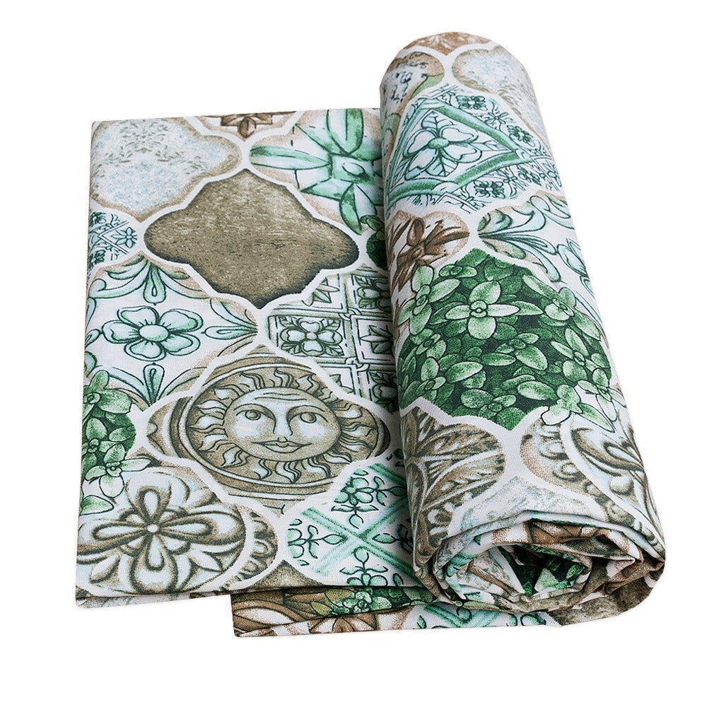 Tessuto Stoffa Piastrelle Maioliche Cotone Cucito Rivestimento Gotico Fodera Cuscini Divani 2,8x15 Mt