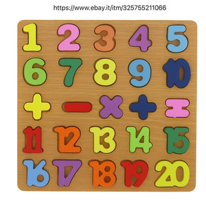 PUZZLE CON NUMERI LEGNO EDUCATIVO MONTESSORI COLORATO BAMBINI GIOCO 31570