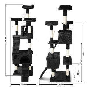 Tiragraffi per gatti 170 cm corda in sisal tiragraffi piattaforma giochi nero 16_0000014