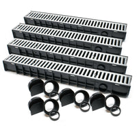 Set 4 grondaie da 1 mt copertura griglia 1,5 ton ghisa drenaggio evacuazione acque reflue 16_0001700