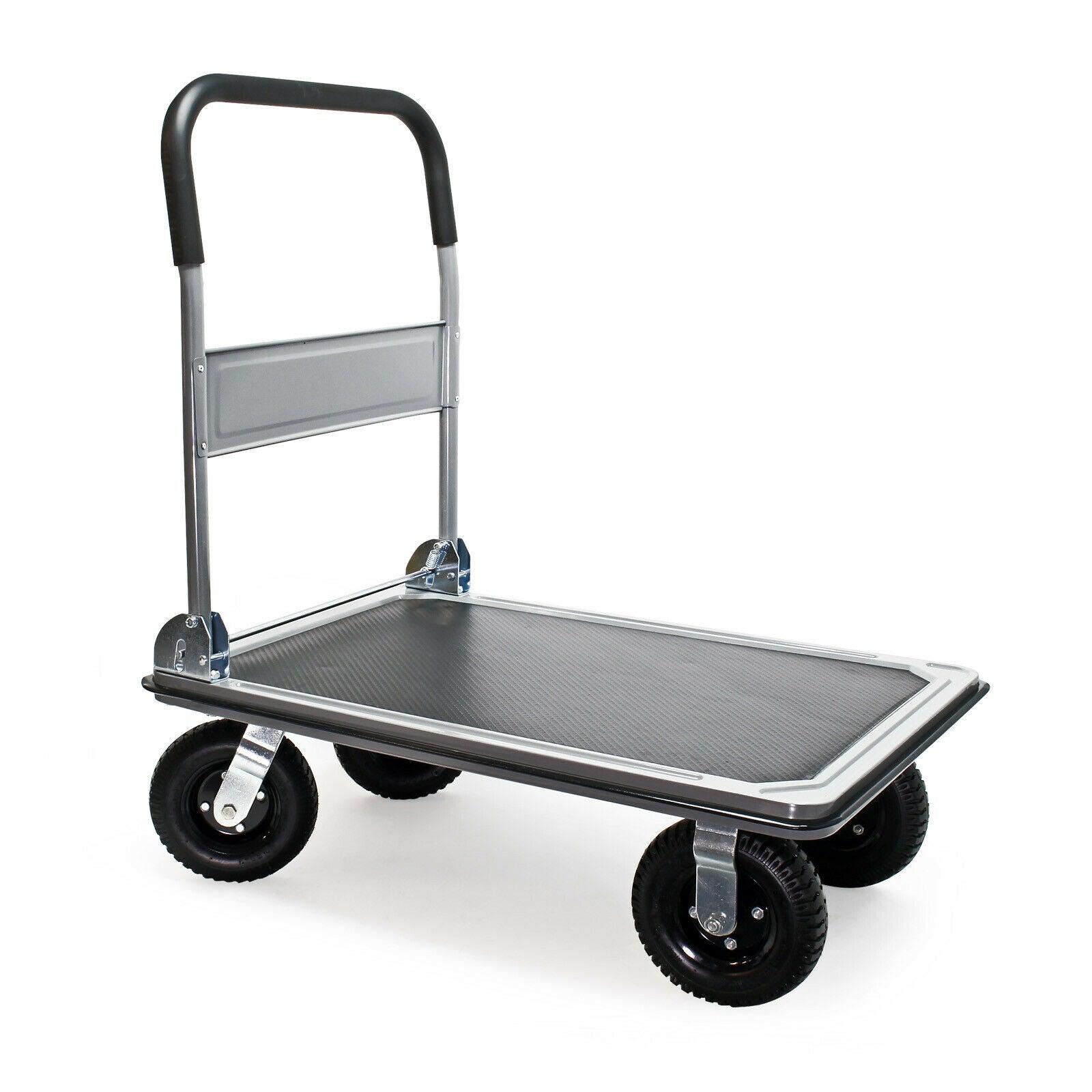 Carrello con piattaforma Carrello pieghevole per movimentazione carichi con pneumatici da 300 kg 16_0002573