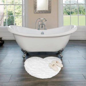 Tappeto Bagno Camera Cuore Bianco Scendiletto Pelo Lungo Shaggy Doccia Antiscivolo
