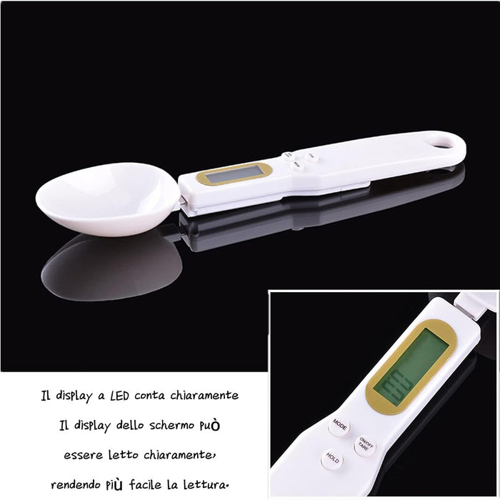 CUCCHIAIO BILANCIA BILANCINO DIGITALE DI PRECISIONE DA CUCINA 0.1 - 500G GRAMMI