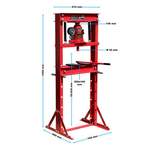 Pressa idraulica da officina 20 tonnellate pressa manometro indicatore pressione pressatura 16_0000569