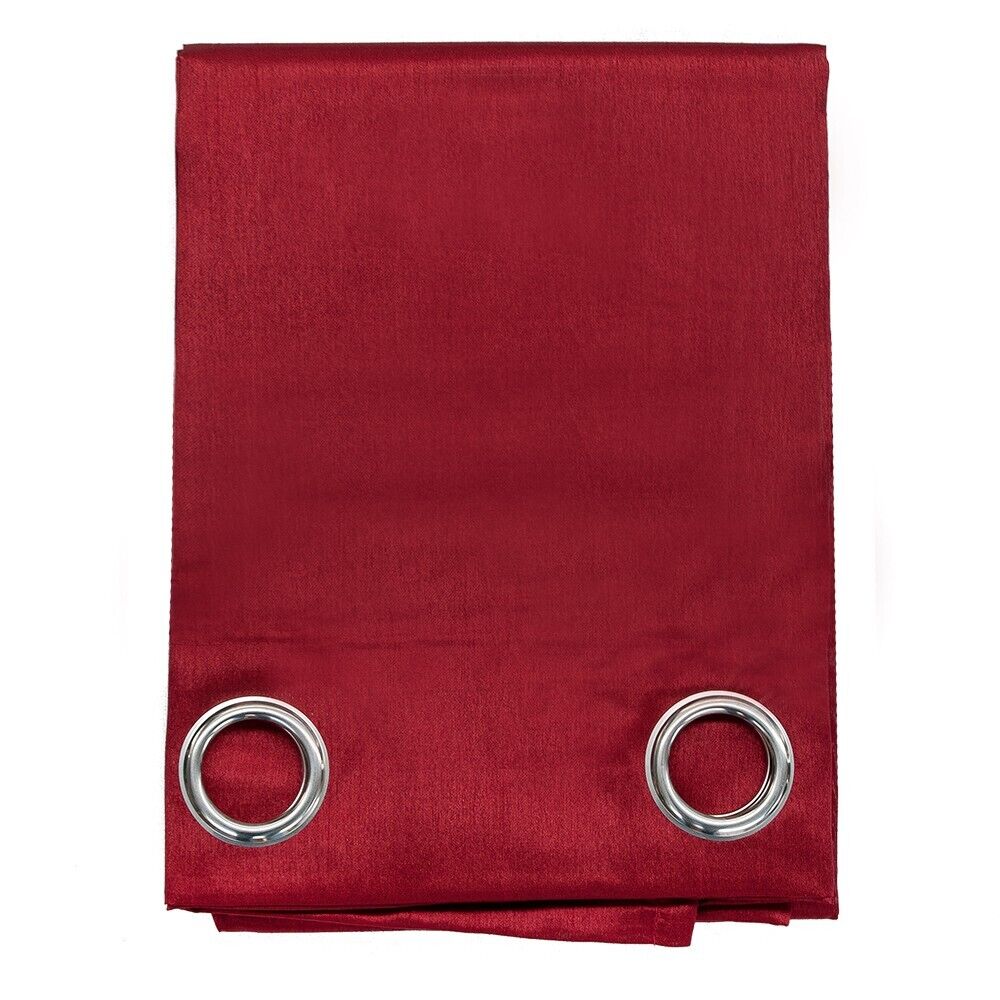 Tenda Porta Finestra 140x280 Cm Raso Sintetico 1 Pannello Coprente Occhielli Acciaio Bordeaux