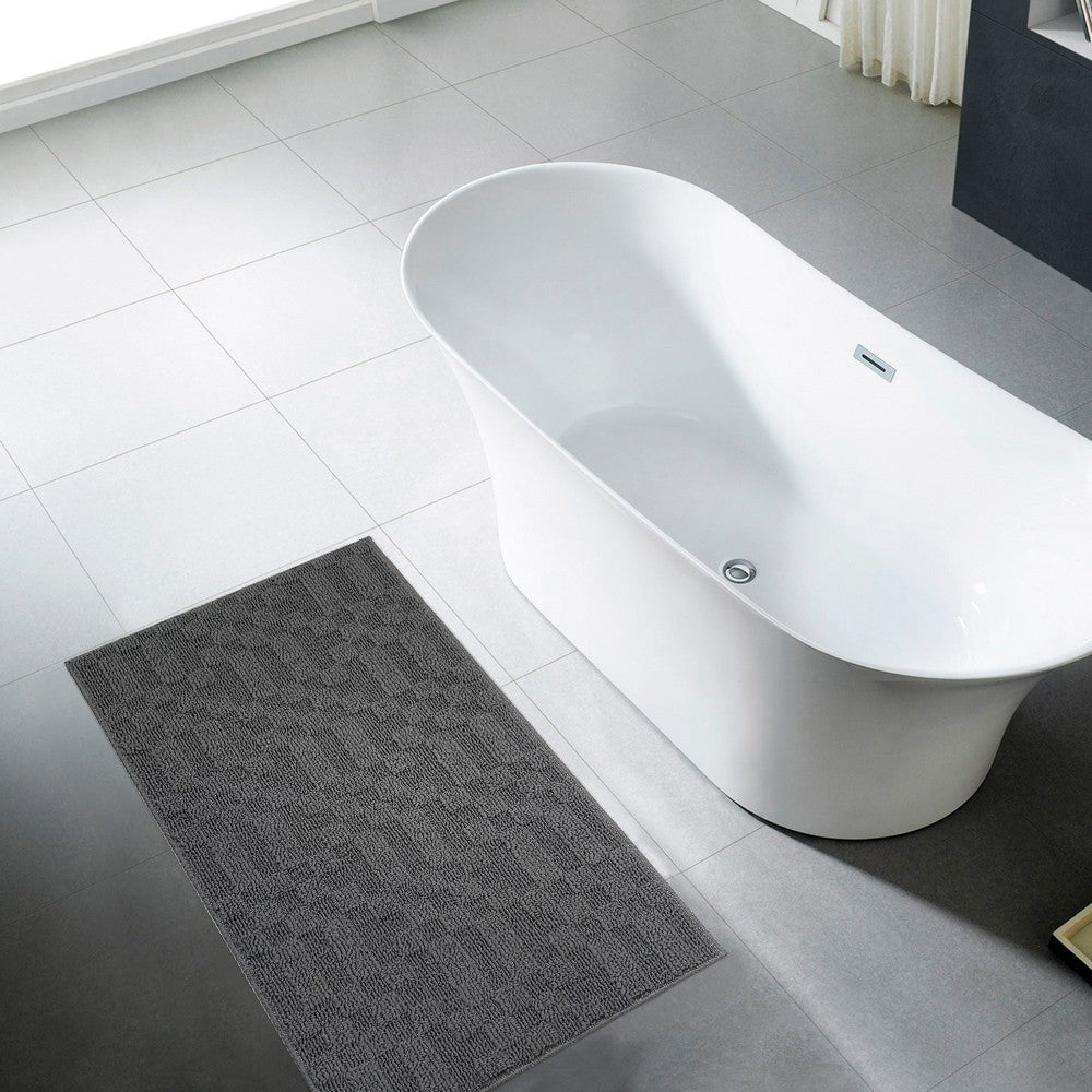 Tappeto Bagno 3D Morbido Assorbente Antiscivolo Lavabile Scendiletto Camera 45x75 Cm Antracite