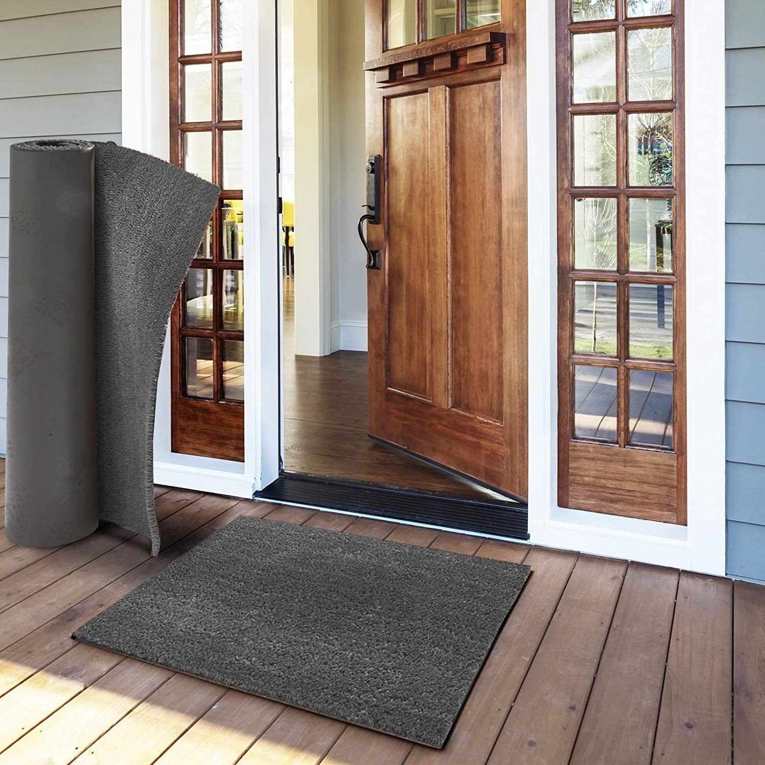 Zerbino Cocco Naturale Colorato Antiscivolo Su Misura Tappeto Ingresso Entrata 100x300 cm Grigio