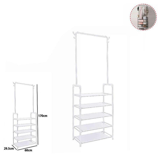 STENDER APPENDIABITI ATTACCAPANNI SCARPIERA 5 RIPIANI CAPPELLIERA METALLO BIANCO