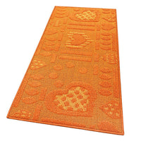 Tappeto Cucina Antiscivolo Cuori 3D Lavabile Moderno Assorbente 100% Made in Italy Arancione - 57x170 cm