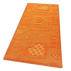 Tappeto Cucina Antiscivolo Cuori 3D Lavabile Moderno Assorbente 100% Made in Italy Arancione - 57x170 cm