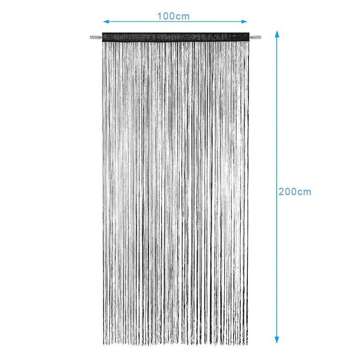 Tenda a Fili Elegante Per Porte Finestre Pannello 100x200 Cm Divisorio Camere Stanze Ambienti Nero