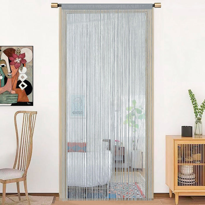 Tenda a Fili Elegante Per Porte Finestre Pannello 100x200 Cm Divisorio Camere Stanze Ambienti Grigio