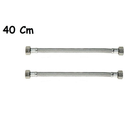 COPPIA TUBO FLESSIBILE 40CM TUBI ACQUA CALDA E FREDDA CALDAIA 1/2X1/2 DGO-171