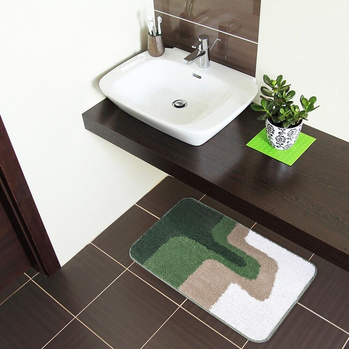 Tappeto Bagno 50x110 Cm Doccia Scendiletto Pelo Raso Morbido Assorbente Antiscivolo Lavabile Verde