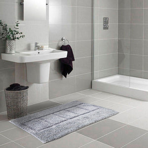 Tappeto Bagno Cotone Shaggy 55x90 Cm Grigio Scendiletto Camera Morbido Assorbente Antiscivolo