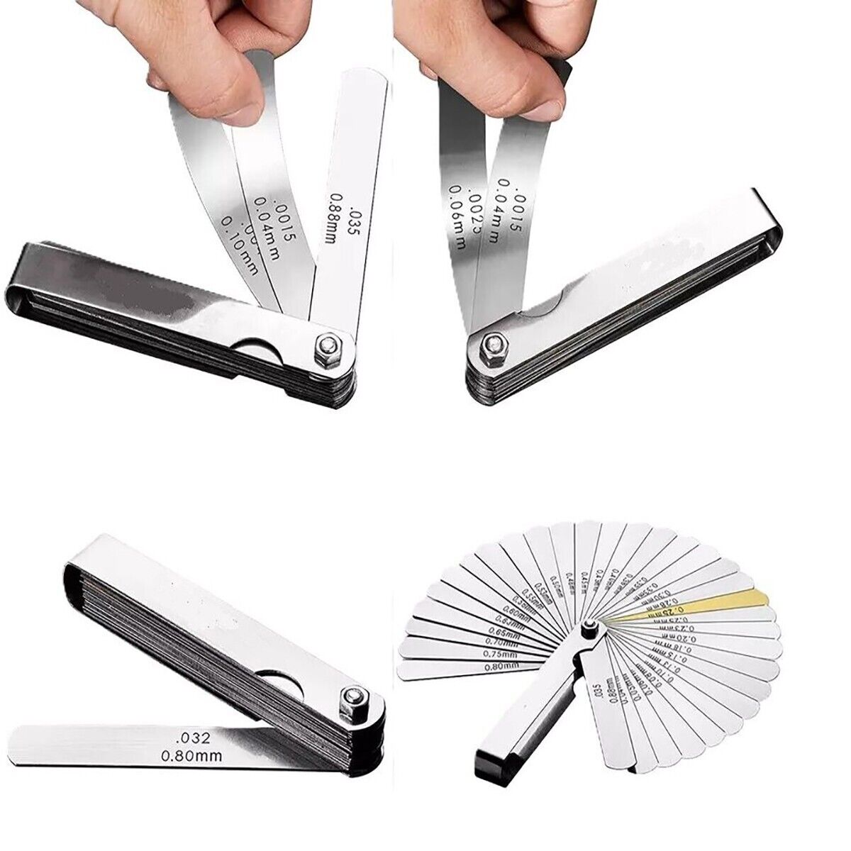SPESSIMETRO VALVOLE DI PRECISIONE 32 LAME DI SPESSIMETRO IN ACCIAIO DA 0.04-0.88