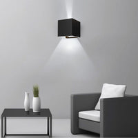 APPLIQUE LED COB LAMPADA PARETE 20W QUADRATO NERO FREDDO INTERNO ESTERNO 18