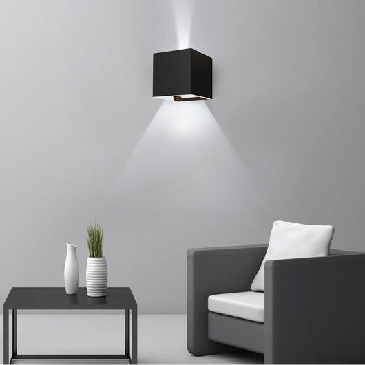 APPLIQUE LED COB LAMPADA PARETE 20W QUADRATO NERO FREDDO INTERNO ESTERNO 18