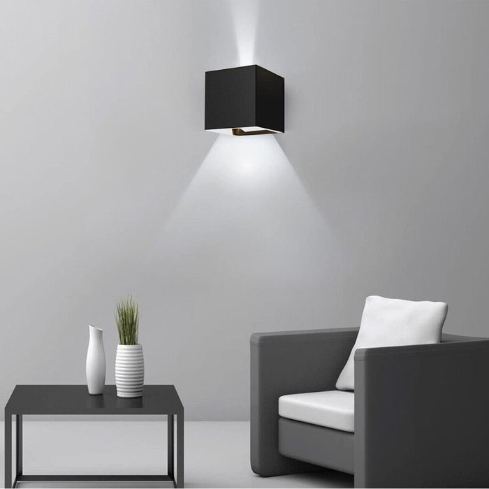 APPLIQUE LED COB LAMPADA PARETE 20W QUADRATO NERO FREDDO INTERNO ESTERNO 18