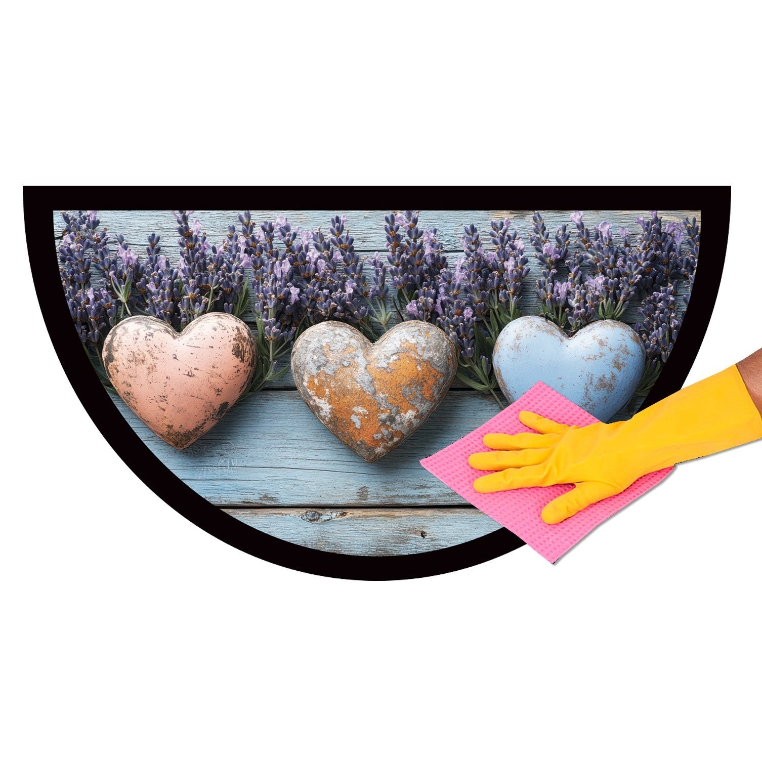 Zerbino Gomma Sostenibile 40X70 Antiscivolo Ingresso Interno Esterno Moderno Semiluna Dis.MH