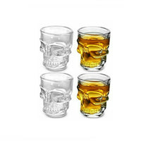 4 BICCHIERINI IN VETRO A FORMA DI TESCHIO PER SHOTTINI COCKTAIL PARTY SKULL SHOT