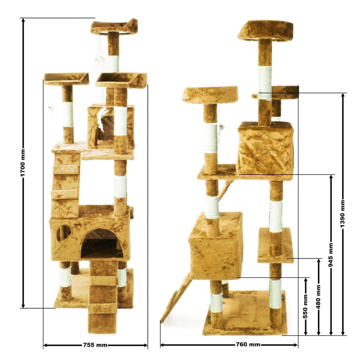 Tiragraffi per gatti 170 cm corda sisal piattaforma piattaforma beige 16_0000004