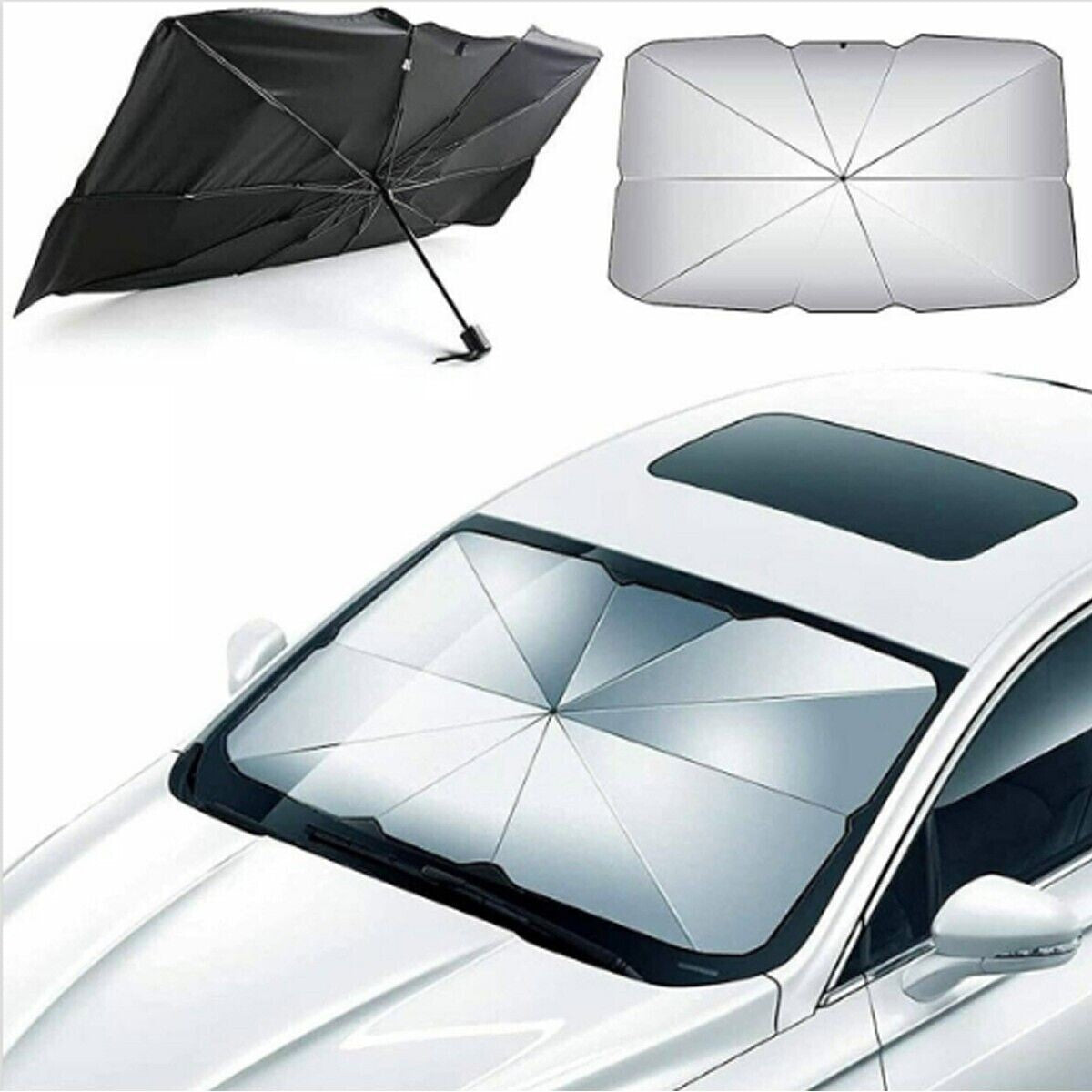 PARASOLE PER AUTO PARABREZZA ANTERIORE PIEGHEVOLE 140X80 CM OMBRELLO PORTATILE