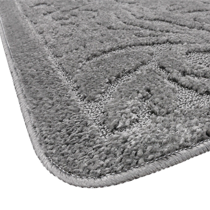 Tappeto Bagno Damascato Scendiletto Camera 50x110 Cm Morbido Assorbente Antiscivolo Grigio