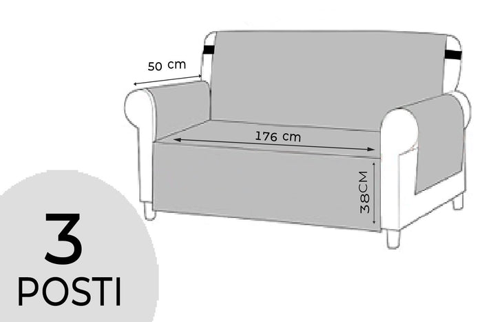 Copridivano Impermeabile Tasche Laterali Proteggi Divano Antimacchia Antiscivolo 3 Posti Beige