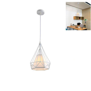 LAMPADARIO GABBIA METALLO INDUSTRIALE RETRO E27 PENDENTE VINTAGE BIANCO SJ-099