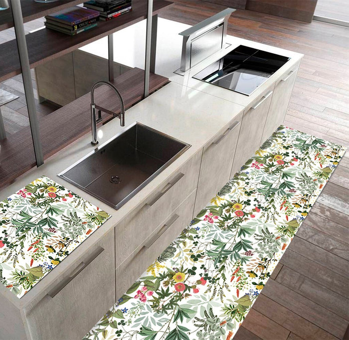 Tappeto Cucina 46x500 Cm Antimacchia Antiscivolo Passatoia Gomma Pvc Flessibile Stampa Digitale Dis F