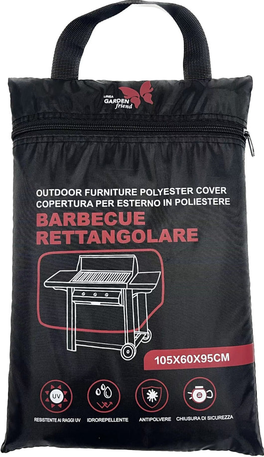 Copertura Protettiva 105X60X95 Cmper Barbecue Rettangolare Resistente all'Acqua e Raggi UV colore nero C2438108