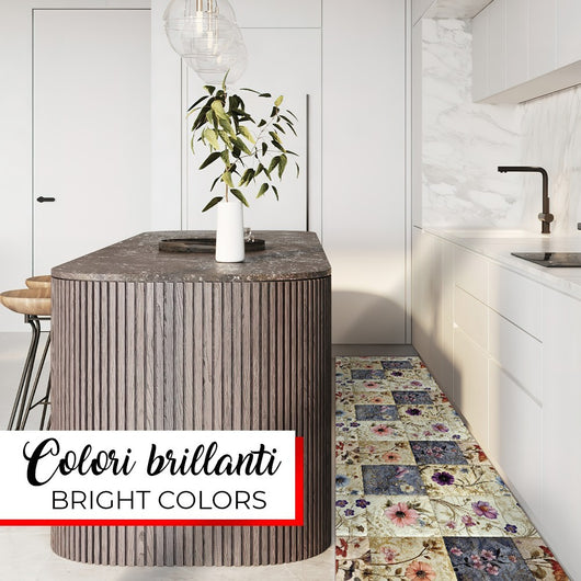 Tappeto Cucina Gomma Pvc 51x340 cm Antimacchia Passatoia Antiscivolo Antisfilo Lavabile Dis_D