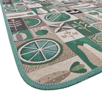 Tappeto Cucina Assorbente Bordato Antiscivolo Frutta e Verdura Passatoia Lavabile 52x190 Cm Verde