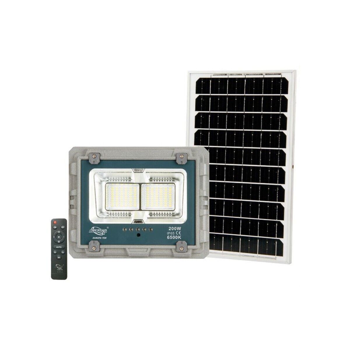 FARO LED CON PANNELLO SOLARE LUCE FREDDA FARETTO LED CASA GIARDINO ESTERNO 200W