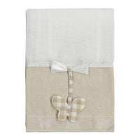 Tende Finestre Porta 60x150 cm Tessuto Lino Semitrasparente Coppia 2 Pz Shabby Chic Farfalla