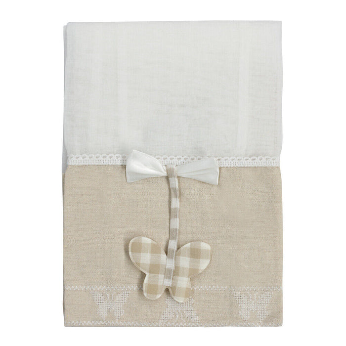 Tende Finestre Porta 60x150 cm Tessuto Lino Semitrasparente Coppia 2 Pz Shabby Chic Farfalla