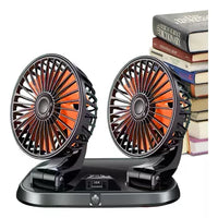 DOPPIO VENTILATORE PER AUTO 24V PORTATILE DA VIAGGIO REGOLABILE ARIA FRESCA