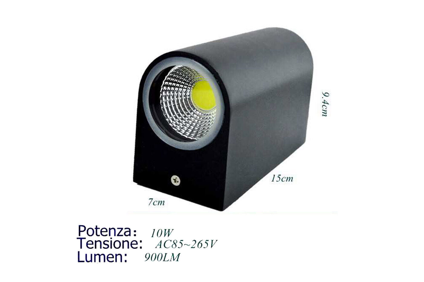 APPLIQUE DOPPIO LED 10W NERO LAMPADA LUCE FREDDA PARETE UP DOWN FARETTO ESTERNO