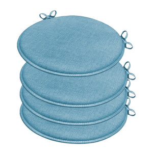 Set 4 Cuscini Sedia Blu Rotondi Cotone Lavabili Morbidi Coprisedia Tondo Tinta Unita Pastello