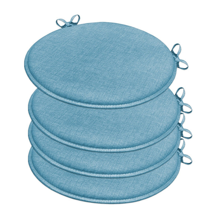 Set 4 Cuscini Sedia Blu Rotondi Cotone Lavabili Morbidi Coprisedia Tondo Tinta Unita Pastello